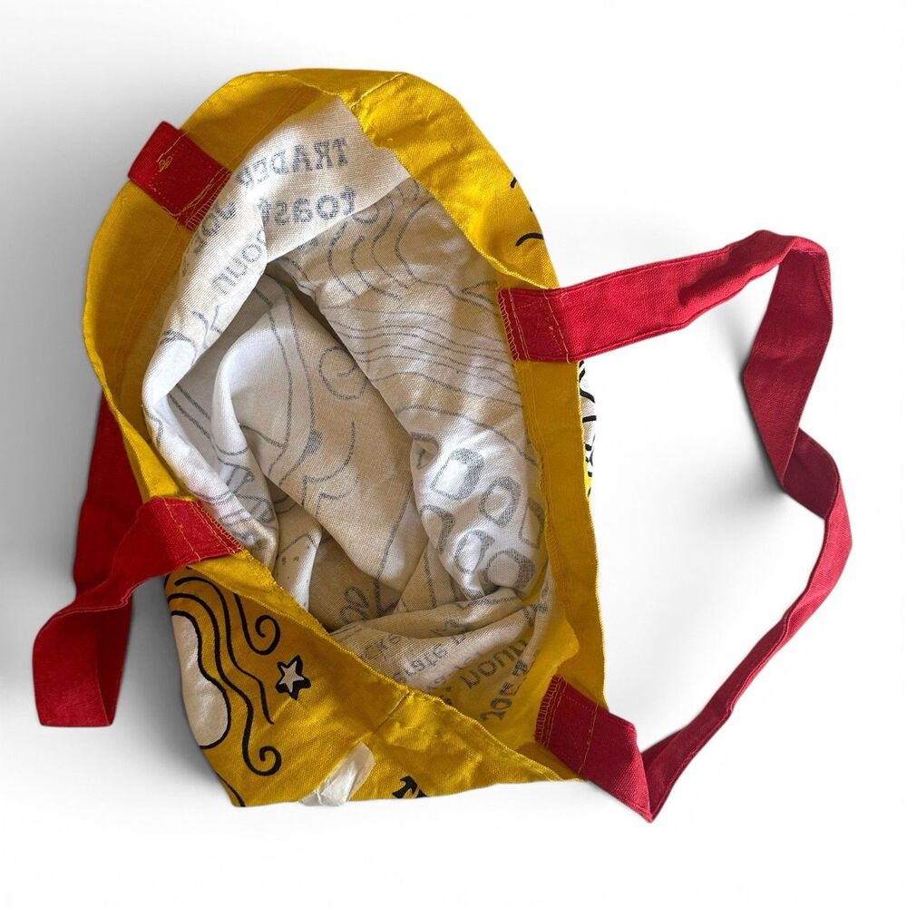 Trader Joe’s VINTAGE Breakfast Tote Bag Yellow Red Reusable Grocery Canvas USA - Picture 6 of 6